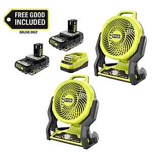 Ryobi ONE+ 18V Cordless Hybrid 7.5 in. Fan Kit w/ (2) 2Ah Batteries, Charger, w/ FREE ONE+ 18V Cordless Hybrid 7-1/2 in. Fan $129