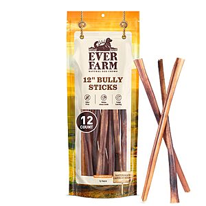 EVER FARM Bully Sticks (12", 12 Pack) – $20.89 w/ S&S