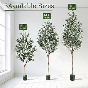Walmart - Artificial Olive Tree Indoor, 6FT Tall Faux Olive Tree with Black Planter, Artificial Plants with Lifelike Fruits and Realistic Leaves for Home Office Decor - $34.99