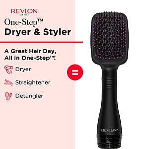 [Prime] REVLON One-Step Hair Dryer and Styler, All-in-One Hair Brush Straightener for Salon-Quality Smooth & Straight Styles, Black $20.53