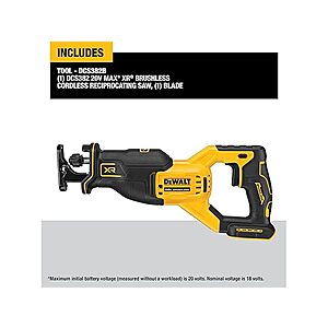 DEWALT DCS382B 20V MAX Reciprocating Saw, Cordless, 2-Finger Variable Trigger, Keyless Blade Clamp, Tool Only $104.8
