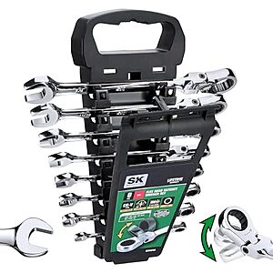 [Prime] $47.99* | 8-Pc SK Flex-Head SAE Combination Ratcheting Wrench Set at Amazon