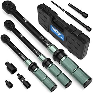 [Prime] $50.39* | DISEN 9-Piece Click Torque Wrench Set w/ 1/4", 3/8" & 1/2" Drive Torque Wrenches at Amazon