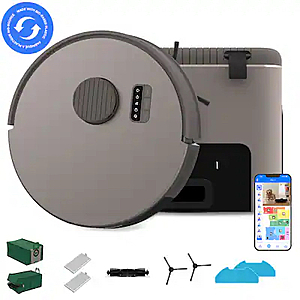bObsweep - Bio Self-Empty Robot Vacuum & Mop w. 100-Day Dock, Reusable Activated Charcoal Odor Filtration Bags, Made of Bio-Plastic - Riverstone $239.99