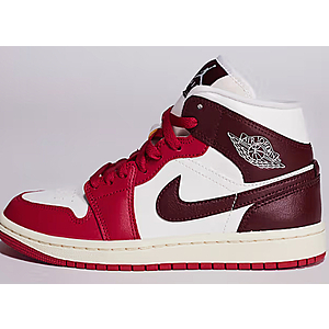 Nike Women's Air Jordan 1 Mid Sneakers (Red/White) $62.50 + Free Shipping on $75+