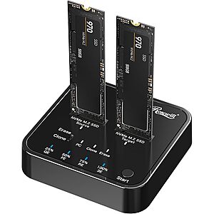 Prime Members: Rosewill Dual-Bay M.2 NVMe Cloner & Eraser 20Gbps USB 3.2 Gen 2x2 Enclosure $47.49 + Free Shipping