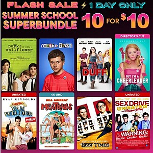 Digital HD/UHD (MA) Flash Sale Summer School Superbundle 10 films for $10