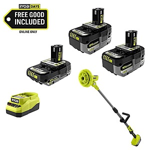 Ryobi ONE+ 18V HIGH PERFORMANCE Kit w/ (2) 4.0 Ah Batteries, 2.0 Ah Battery, Charger, & FREE ONE+ Cordless Power Scrubber $179