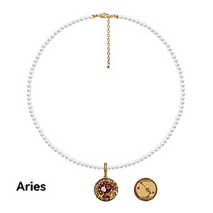 Corrie Zodiac Birthstone Pearl Necklace - 12 Constellation Pendant Jewelry @ Corrie $33.74