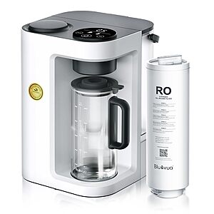 [Prime] Bluevua RO100ROPOT-Lite Countertop Reverse Osmosis Water Filter System w/ Remineralization & Glass Carafe (White, Blue) $199.00 + Free Shipping