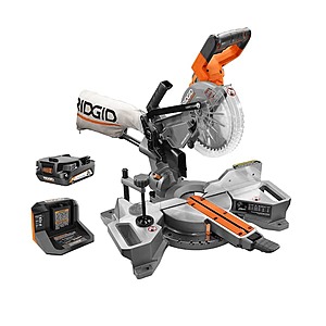 Ridgid 18V Brushless 7-1/4 in. Dual Bevel Sliding Miter Saw with 18V Lithium-Ion 2.0 Ah Battery and 18V Charger $334