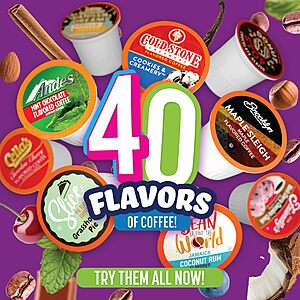 Two Rivers Coffee Flavored Coffee Pods Compatible with Keurig K Cup Brewers, Assorted Variety Pack Flavored Coffee, 40 Count $16.14