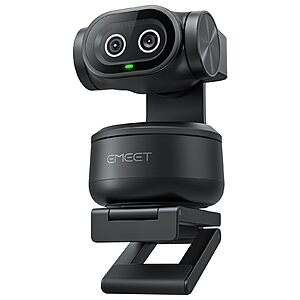 Prime Members: EMEET PIXY Dual-Camera AI-Powered PTZ Camera 4K, AI Tracking, PDAF&AI Autofocus 0.2s, 1/2.55'' Sony Sensor, 3 Mics, Presets, Gesture Control $80.74