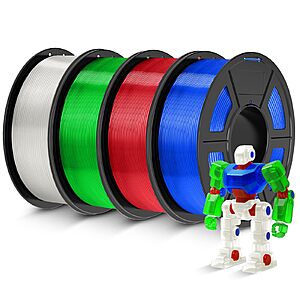 4x 1.1 kg Jayo Transparent PETG 1.75mm 3D Printer Filament (Blue, Red, Green & Transparent) $34.39 w/ Prime