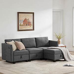 86" Billy Modular Square Arm L-Shaped 4-Piece Storage Sectional Sofa (Soapstone Gray) $316.07 + Free Shipping