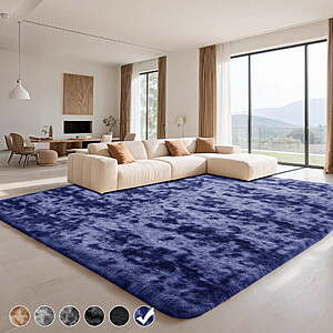 CozyDesg 9ft x 12ft Area Rugs, Soft Fluffy Area Rugs Floor Mat Floor Rugs for Living Room Bedroom Modern Decor Carpet,Navy Blue $58.99