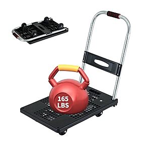 $22.47* | 165-Lbs Capacity Foldable Flatbed Push Cart Dolly w/ 360° Swivel Wheels at Amazon