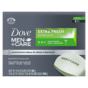 TODAY ONLY 6/26: TARGET CIRCLE Dove For Men 8 count Bar Soap $7.40, $2 off Q and buy 4, get $5 Target Gift Card