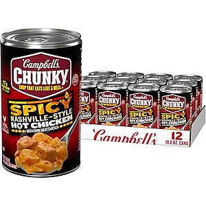 [SnS, AC] $12.90 | 12-Pack 18.8-Oz Campbell’s Chunky Spicy Nashville-Style Hot Chicken Soup at Amazon ($1.07 each)