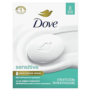 [Prime, SnS] $7.91 | 8-Pack 3.75-Oz Dove Beauty Bar Soap Sensitive at Amazon