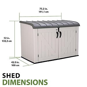 LIFETIME Large Horizontal Outdoor Deck Storage Box, Lockable Spring-Hinge Lid, 561 Gallon Capacity $484.99