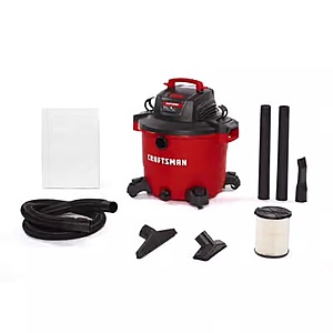 Craftsman 16 gal Corded Wet/Dry Vacuum 12 amps 120 V 6.5 HP $114.99