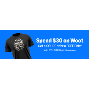 Spend $30 on Woot, Get a COUPON for a FREE Shirt: June 21 - June 27, 2026 at Woot!