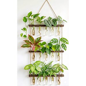 3-Tier Unijoy Glass Hanging Plant Propagation Station Wall Planter w/ 15 Hydroponic Tube Vases   $9.99 + Free Shipping w/ Prime or on $35+