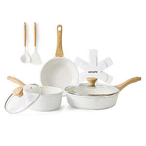 SENSARTE 10-Piece Ceramic Pots and Pans Set White $37.99 + Free S&H at Walmart