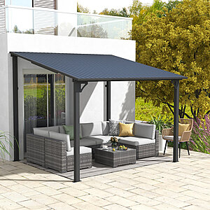 161.4" Galvanized Steel Patio Pergola Wall-Mounted With Sloping Roof (98.1" H x 161.4" W x 110.2" D) $328 + Free Shipping