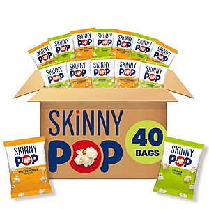 [S&S] $16.87: SkinnyPop Popcorn, Original and Dairy-Free White Cheddar Variety Pack, 0.5oz (40ct)