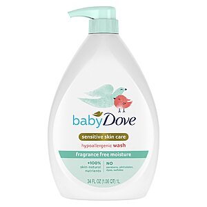 [S&S] 34oz Baby Dove Sensitive Skin Care Baby Wash(Style: Fragrance Free) $7.60 + Free S&H w/ Prime or $35+