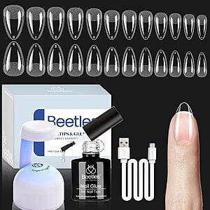 [Prime] 504-Piece Beetles Gel Etch-X Short Almond Nail Kit w/ 9-in-1 Glue, Mini LED Lamp & Half-Matte Press-On Tips $10.02 w/ S&S + Free Shipping