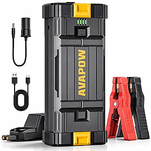 AVAPOW 4000A Peak Car Jump Starter, 27800mAh Battery Jump Starter, Portable Battery Booster, 12V Jump Box with LED Light, USB QC 3.0, Yellow $47.99