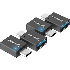 4-pack SABRENT USB C to USB A 10Gbps Adapters $8 @ Amazon