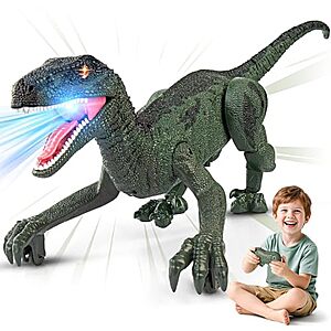 Prime: Rcfunkid 2.4GHz RC Dinosaur Toy w/ Walking, Realistic Sounds & Rechargeable Battery $13.79 + Free Shipping