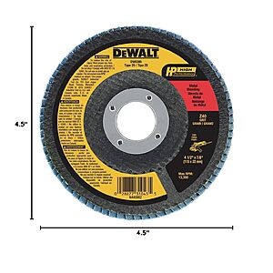 DEWALT Flap Disc, Zirconia, 4-1/2-Inch by 7/8-Inch, 40-Grit (DW8306) - Free Shipping w/Amazon Prime or Orders Over $35 - $3.61