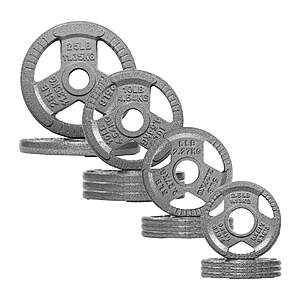 Signature Fitness 120LB Olympic Cast Iron Tri-Grip Weight Plate Set, Light Gray with Gray Lettering, 2-Inch Center Hole, Strength Training Plates for Home Gym $90 FS @ Walmart