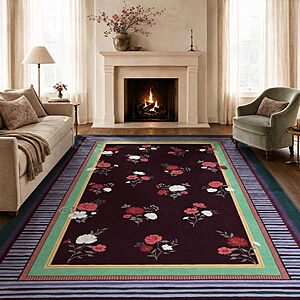 Prime: 5'x7' GarveeHome Machine Washable Low Pile Area Rug (Brown) $8.07 + Free Shipping