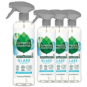 4-Pack 23-Oz Seventh Generation Biodegradable Glass Cleaner (Sparkling Seaside) $13.11 w/ S&S + Free Shipping w/ Prime or on $35+