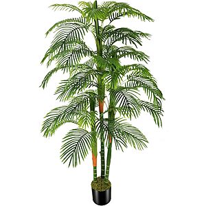 6' OXLLXO Artificial 3 Trunk Golden Cane Palm Tree w/ Pot $59.99 + Free Shipping
