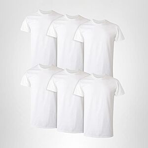 Hanes Mens Cotton, Moisture-wicking Crew Tee Undershirts, Multi-packs, White - 6 Pack, Large US $9.8