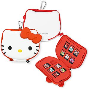 $16.12 - Hamee Hello Kitty Cartridge Case Compatible with Nintendo Switch Games – Portable Carrying Zip Case Storage Holder with 12 Slots, Holds 12-36 Games [Carabiner Included]