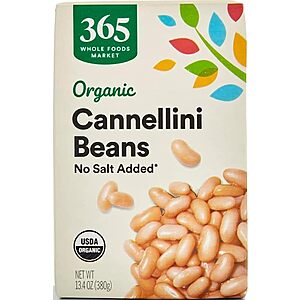 [Prime] 13.4-Oz 365 by Whole Foods Market Organic Unsalted Cannellini Beans $0.88 w/ S&S + Free Shipping