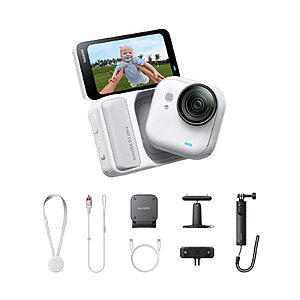Insta360 GO Ultra Creator Bundle - Small 4K Vlogging Camera, Hands-Free, POV Cam, 1/1.28" Sensor, 53g Lightweight, 156° FOV, 200 Min Battery Life $399.99