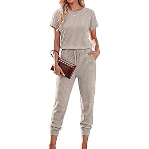 Ekouaer Jumpsuit Ribbed Knit Women's Romper (Various Colors/Sizes) $9 + Free Shipping w/ Prime or on $35+