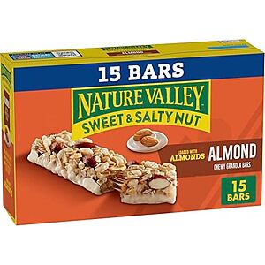 Nature Valley Sweet and Salty Nut Granola Bars, Almond, 15 Bars, 18 oz~$4.72 With S&S @ Amazon