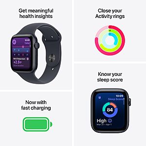 (Resale, AC) $135.82  - Apple Watch SE 3 [GPS 40mm] Smartwatch with Midnight Aluminum Case with Midnight Sport Band - S/M (Used - Like New)