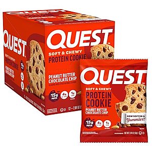 [Prime, SnS] $14.85* | 12-Pack 2.04oz Quest Nutrition Peanut Butter Chocolate Chip High Protein Cookies at Amazon