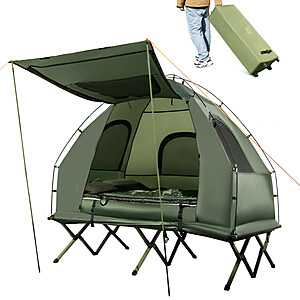 5 in 1 Costway 2 Person Foldable Outdoor Camping Tent Cot with Air Mattress and Sleeping Bag $199.99 + Free Shipping